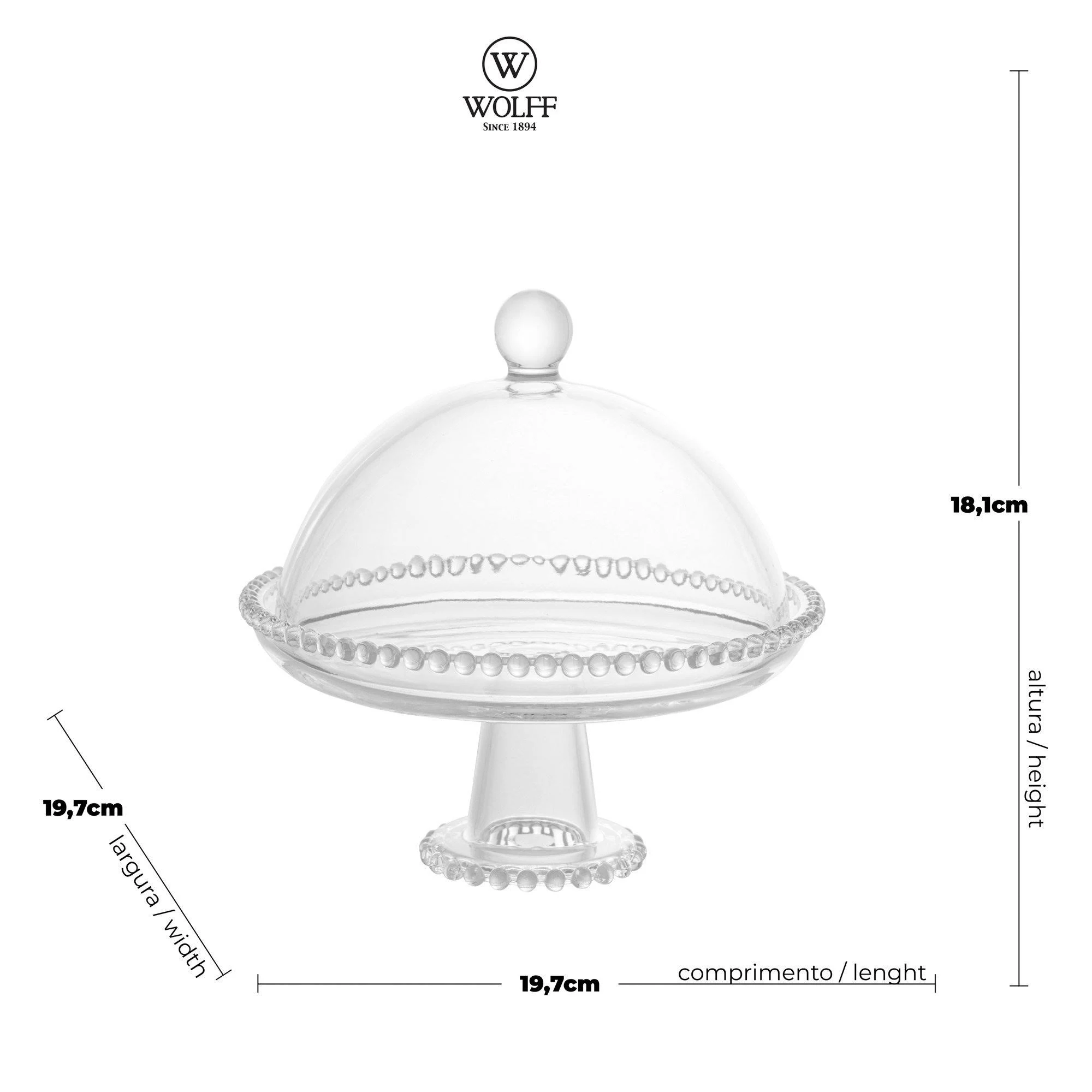 Queijeira de Cristal Pearl G Wolff - 20x12cm - Tudo para a sua casa, mesa  posta e decoração com ótimos preços e promoções