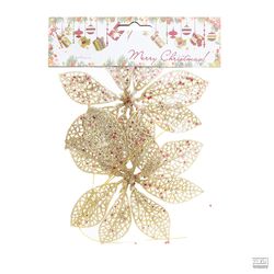 Flor-Natal-com-Glitter-Dourado-14CM-2UN---BELA-FLOR-19201115