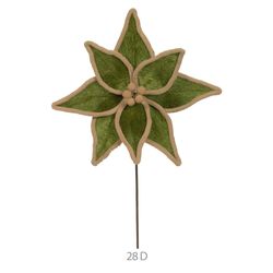Flor-Natal-Aveludada-Verde-com-Champanha-35CM---DEA-19265261